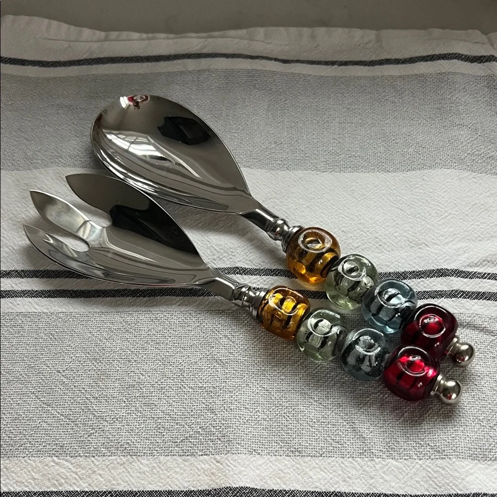 Colorful Beaded Handle Salad Servers